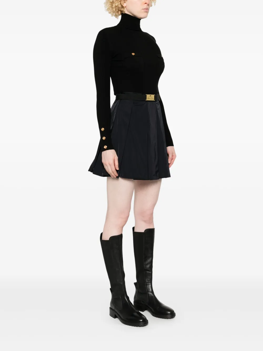 Elisabetta Franchi Mini-jurk met geborduurd logo Zwart