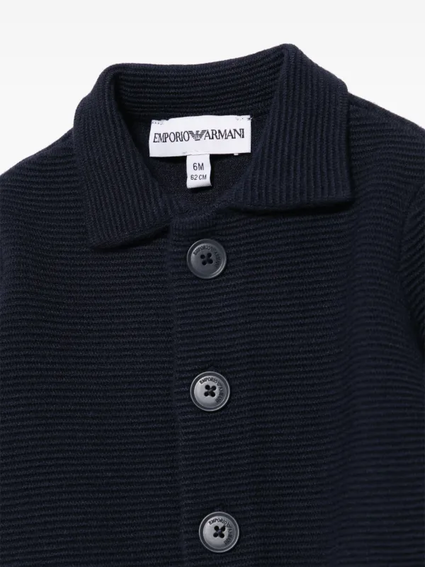 Emporio Armani Kids ribbed-knit Cardigan | Blue | FARFETCH OM