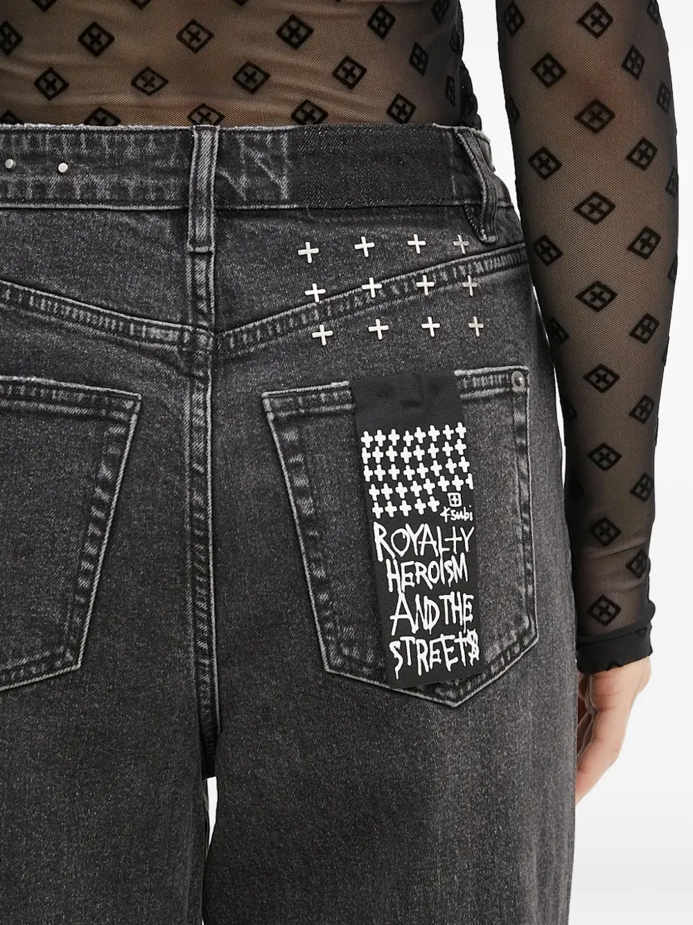 Ksubi Strider Stretch Lovestruck Cross Detail Jeans In Black