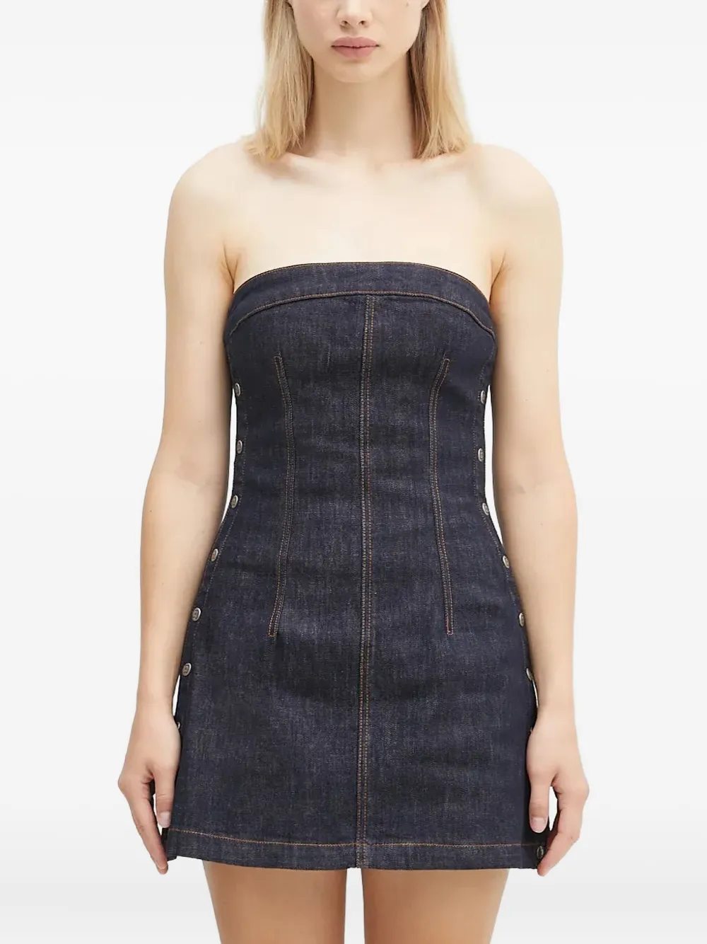 Ksubi Hotline Original Snaps Strapless Dress In Blue