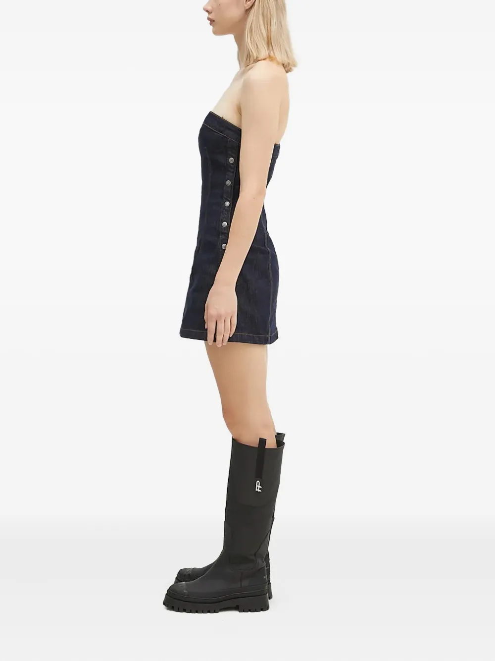 Ksubi Hotline Original Snaps Strapless Dress In Blue