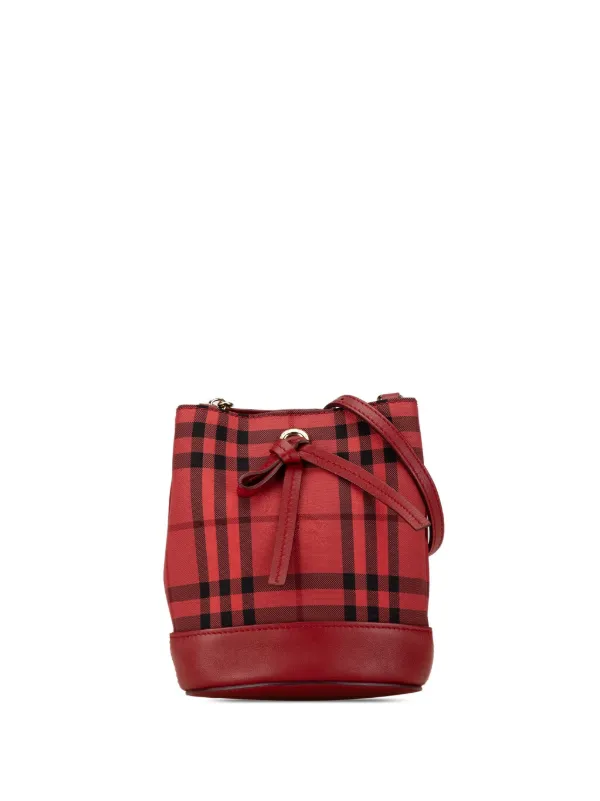 Burberry canvas check bucket bag best sale