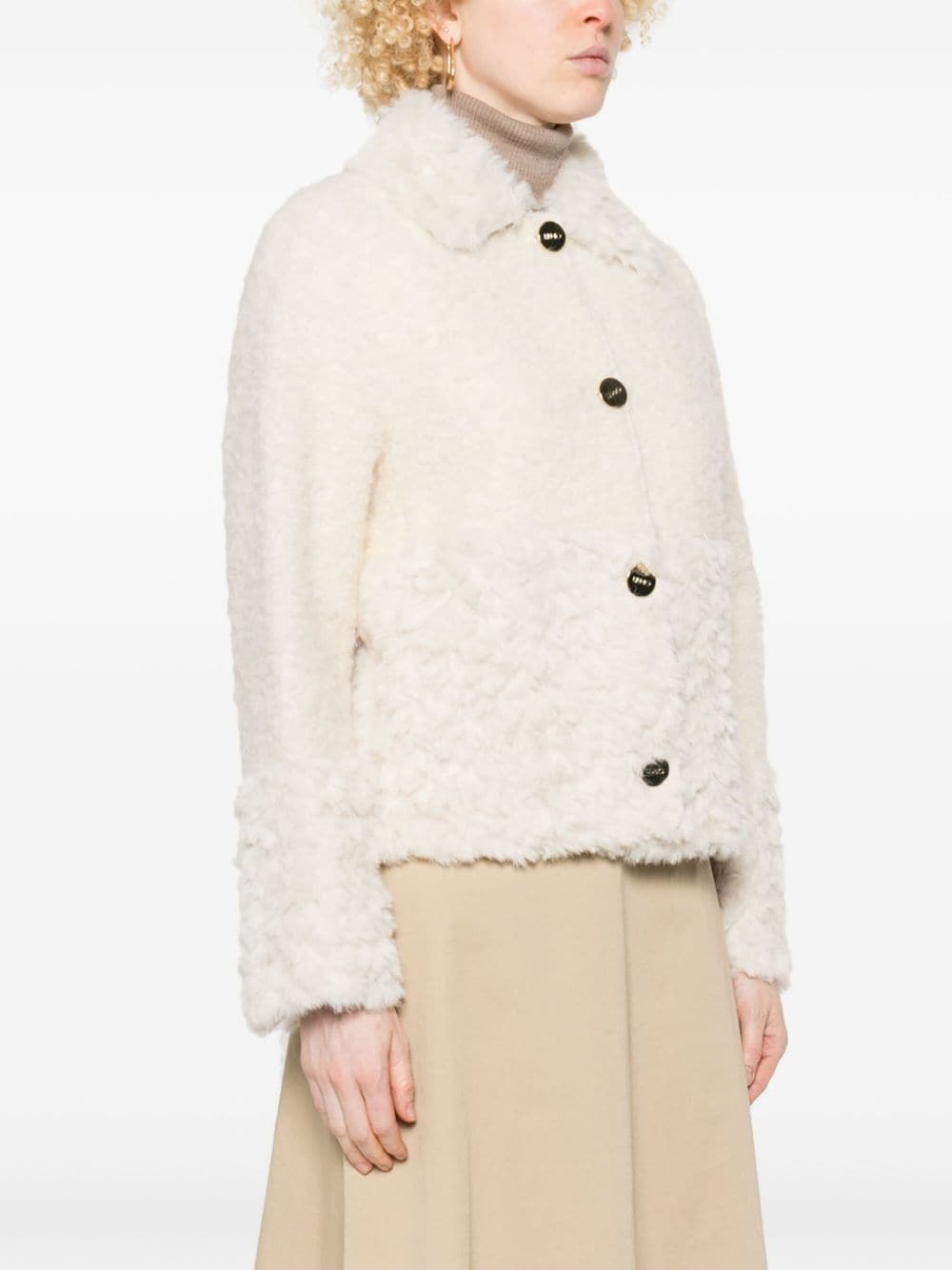 Shop Liu •jo Faux-shearling Jacket In White