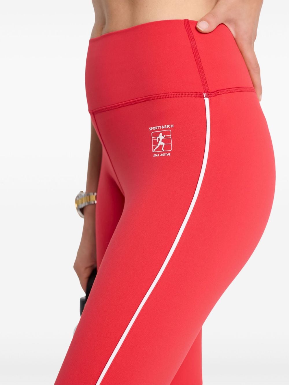 Shop Sporty And Rich Runner Box Leggings In Red