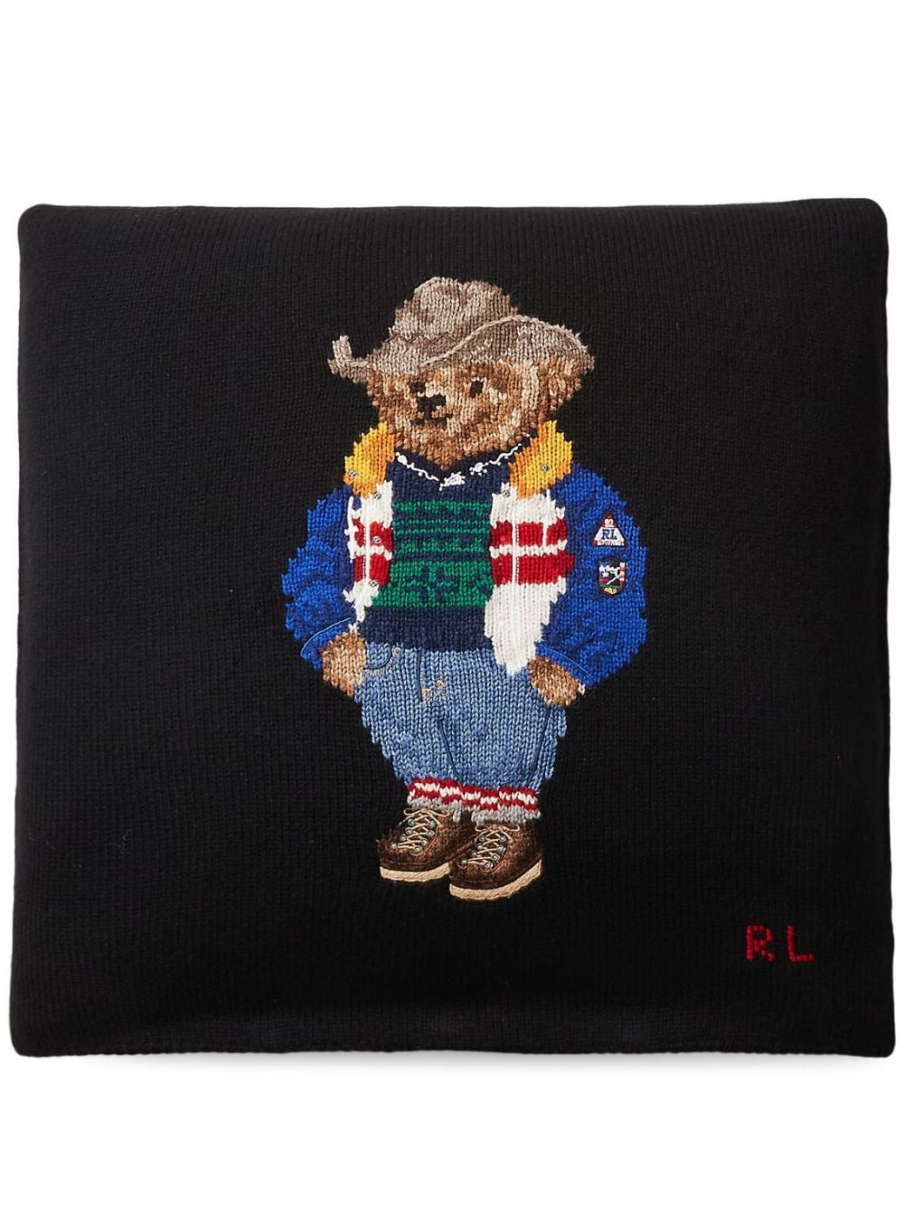 Shop Ralph Lauren Polo Bear Wool Cushion In 黑色