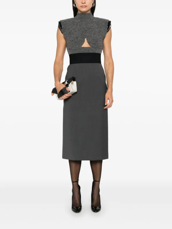 スカート SPORTMAX Woman Skirt Grey 2422306012600 004 Sportmax Anny Midi Skirt | Grey | FARFETCH BN