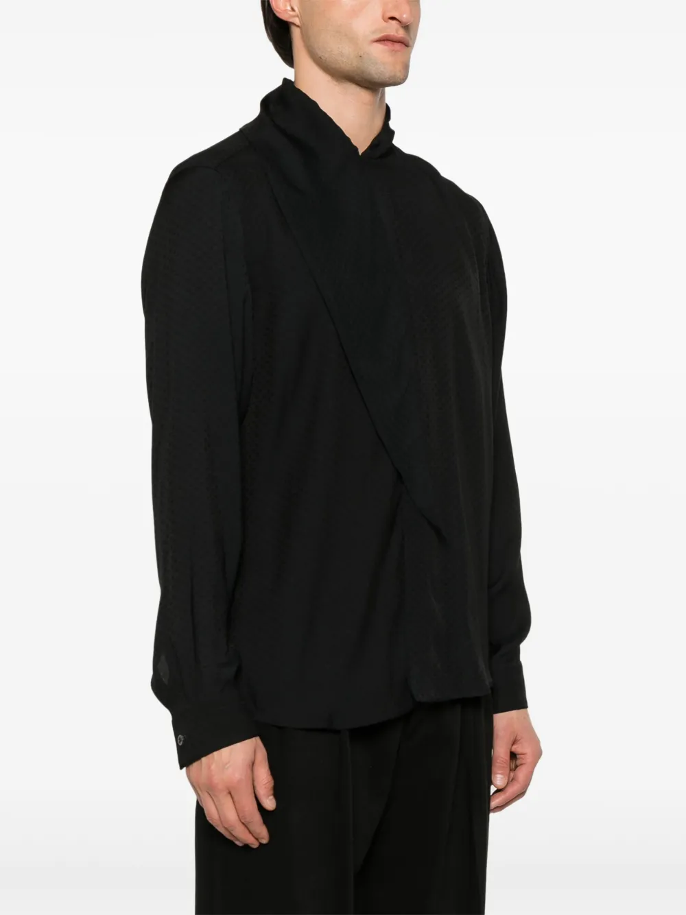 Emporio Armani Overhemd met jacquard Zwart