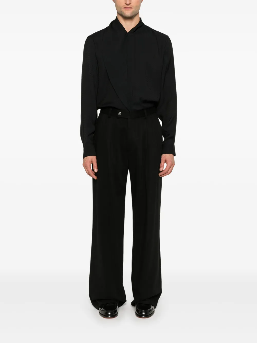 Emporio Armani Overhemd met jacquard - Zwart