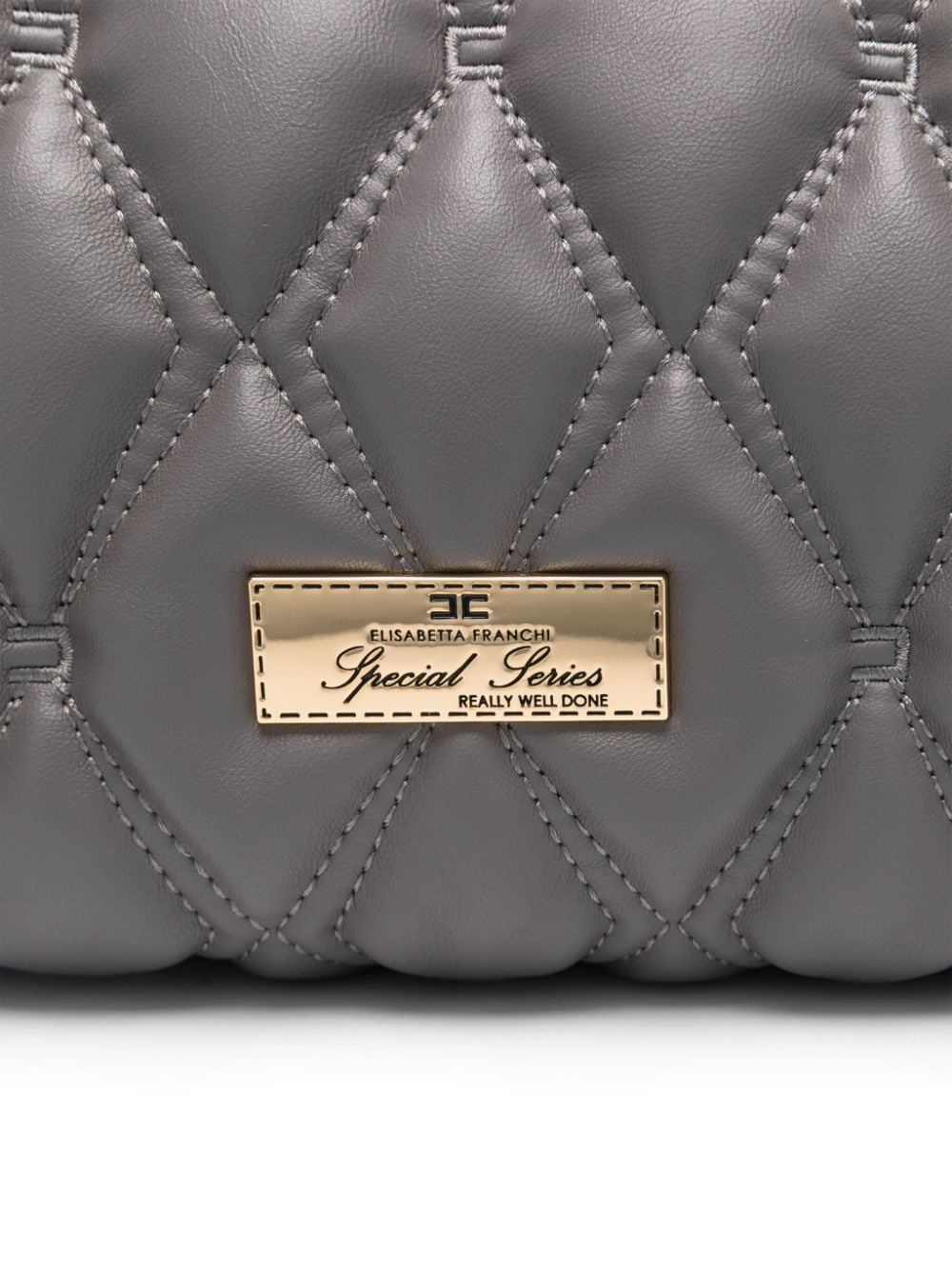 Shop Elisabetta Franchi Diamond-quilted Shoulder Bag In Grey