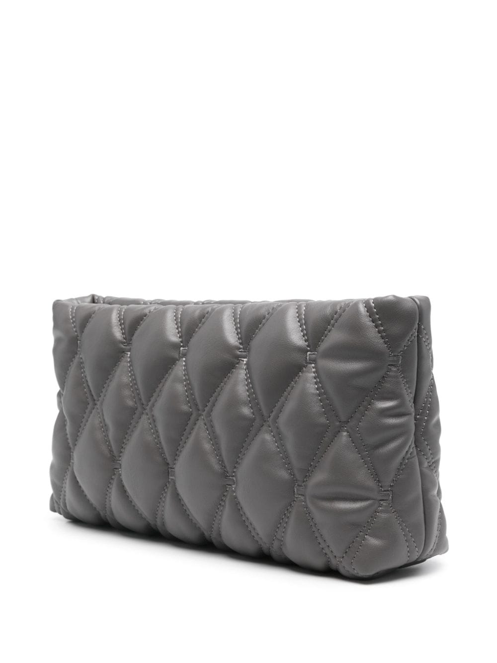 Shop Elisabetta Franchi Diamond-quilted Shoulder Bag In Grey