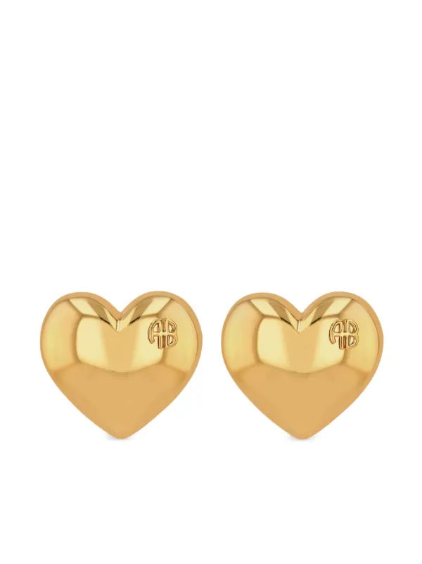 【関税込み】ANINE BING ゴールド Heart ピアス ANINE BING Heart ピアス | ゴールドトーン | FARFETCH JP