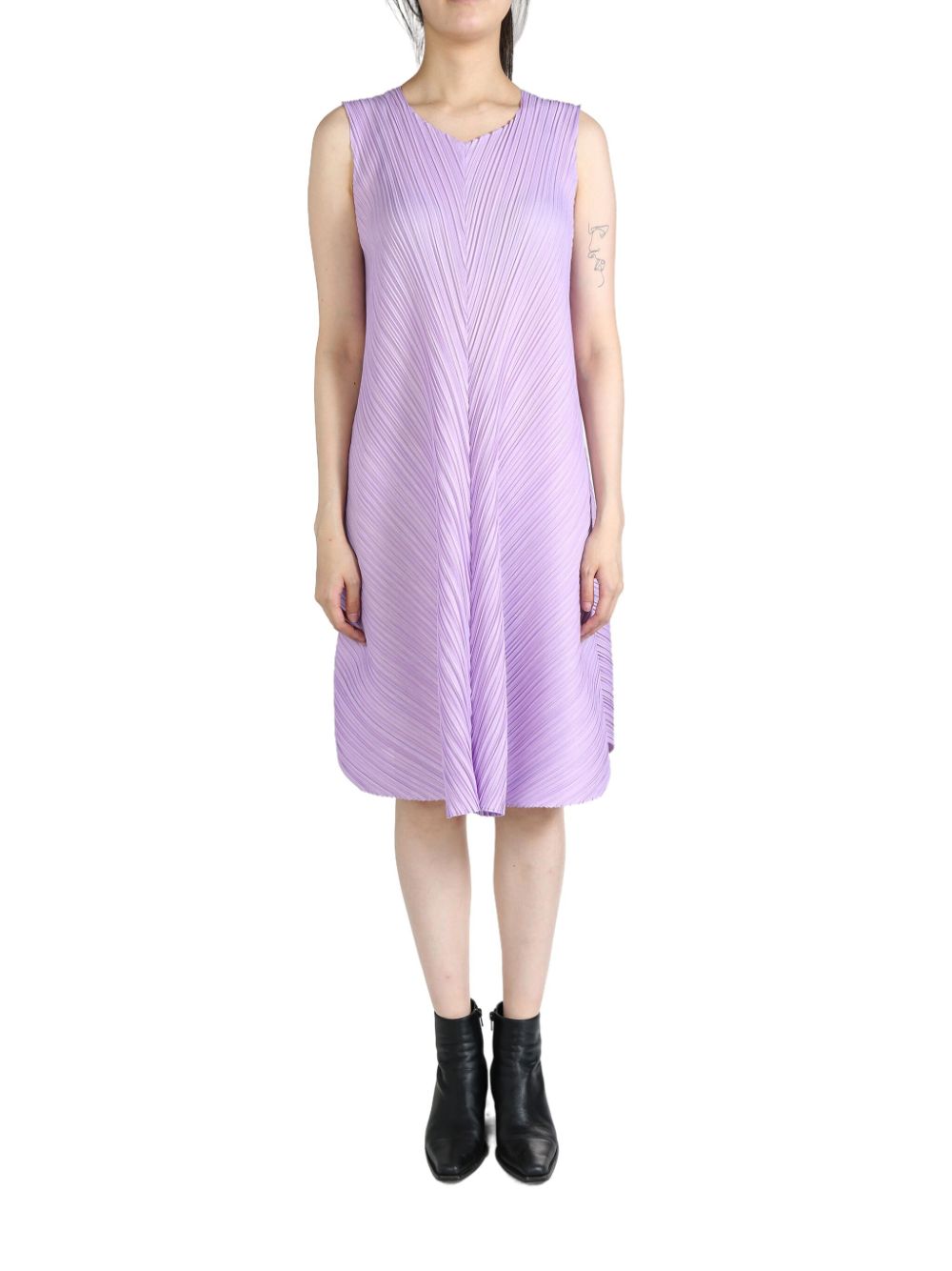 Shop Issey Miyake Mellow Pleats Dress In Purple