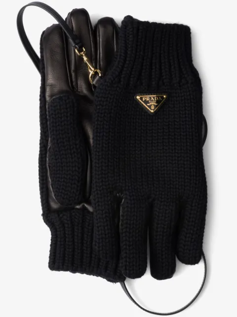 Prada triangle-logo gloves