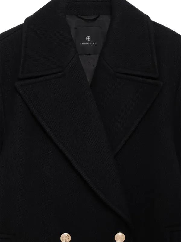 【関税込み】ANINE BING ブラック Glenn ピーコート ANINE BING Glenn Peacoat | Black | FARFETCH GE