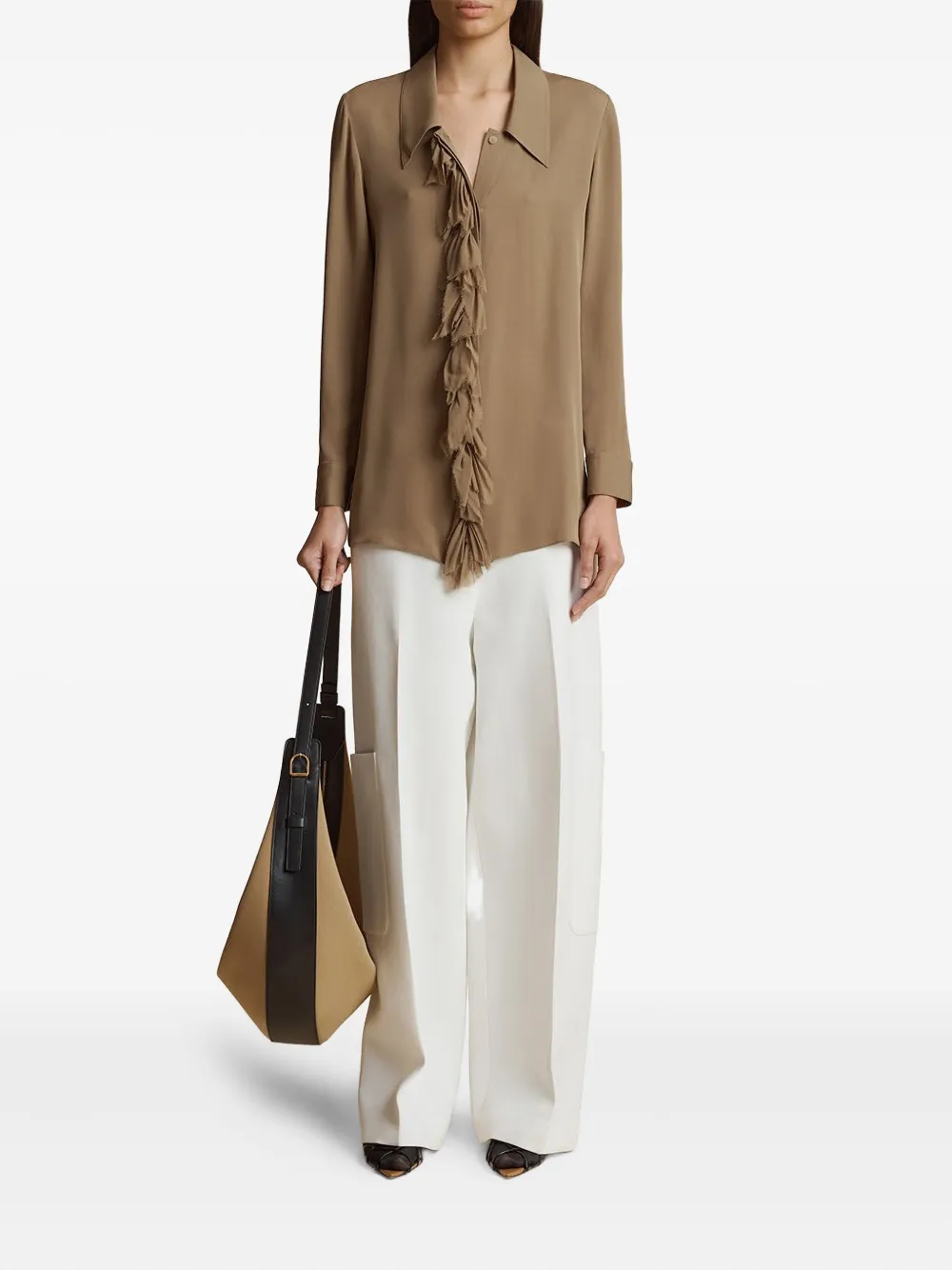 KHAITE Shirt met ruches - Bruin