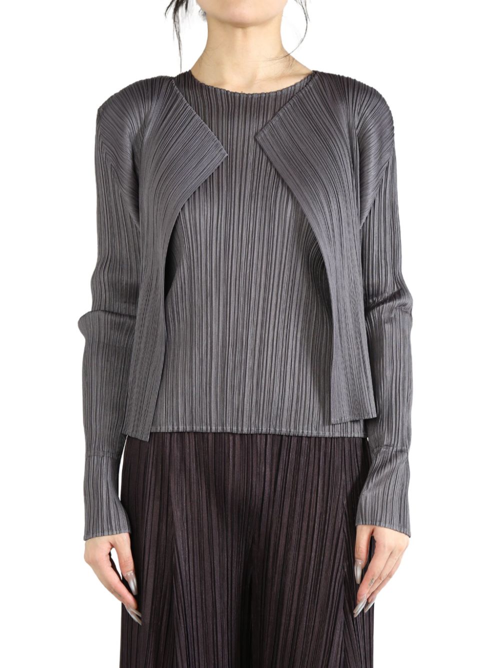 pleated cardigan