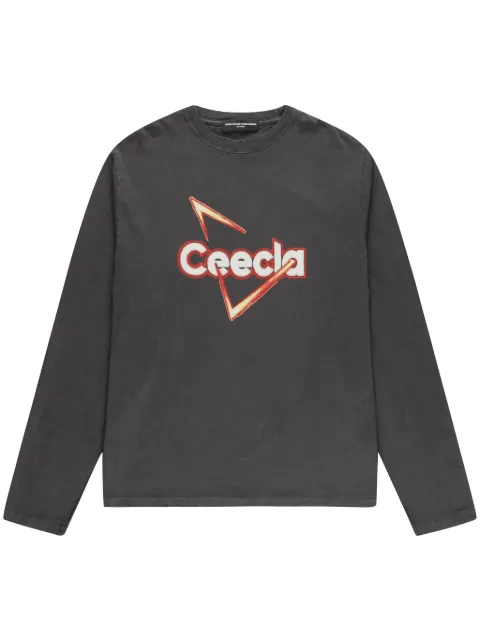 CEEC distressed-effect logo-print T-shirt