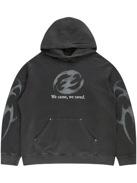 CEEC distressed-effect printed hoodie