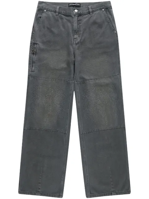 CEEC embroidered double-knee cargo jeans
