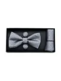 Moustache textured bow tie set - Grey