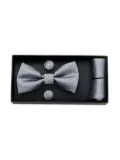 Moustache crosshatch bow tie set - Grey