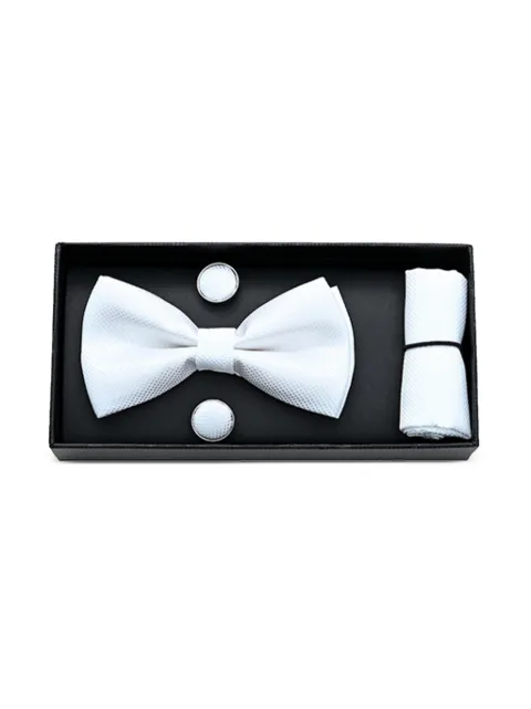 Moustache crosshatched bow tie set