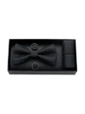 Moustache crosshatch bow tie set - Black