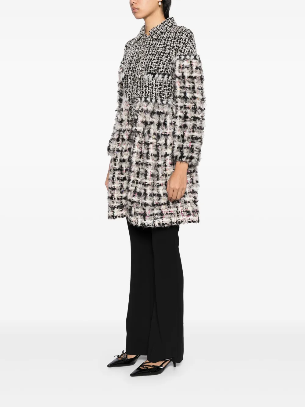 Pre-owned Chanel 2010-2020s Patchwork Coat In Black