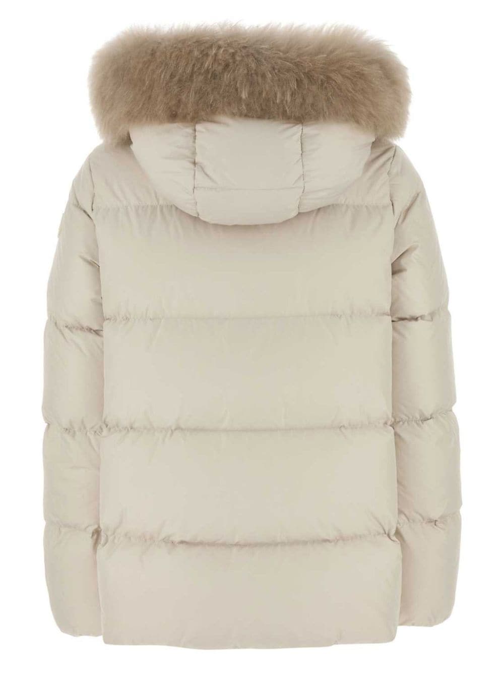 Shop Moncler Shearling Padded Coat In Nude