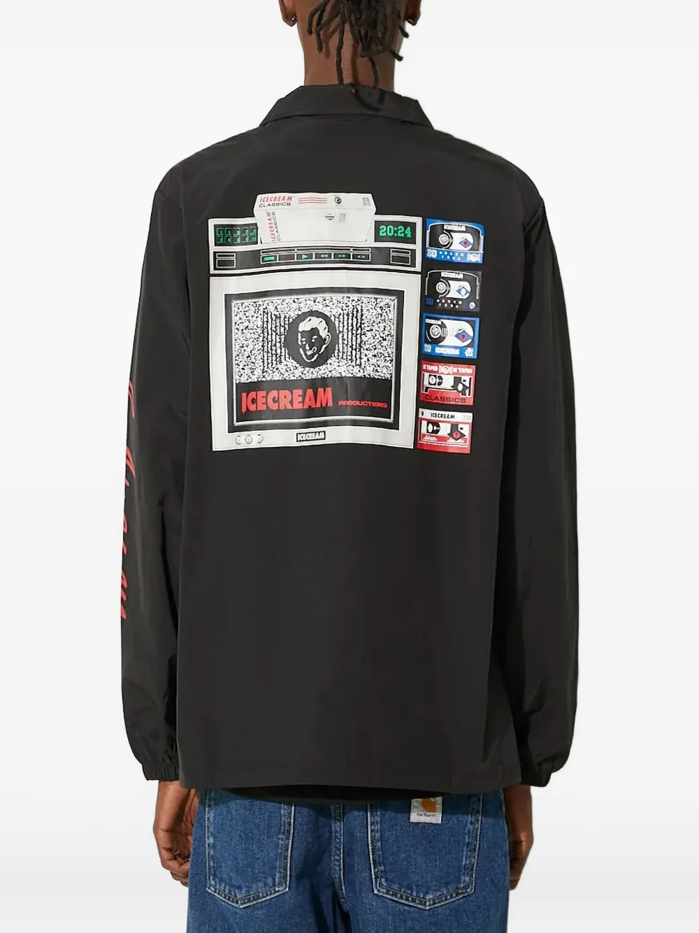 Icecream Graphic-print Coach Jacket In Black