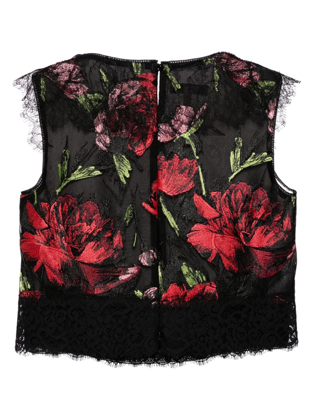 Shop Shiatzy Chen Libre Collection Electric-embroidered Rose Top In 黑色