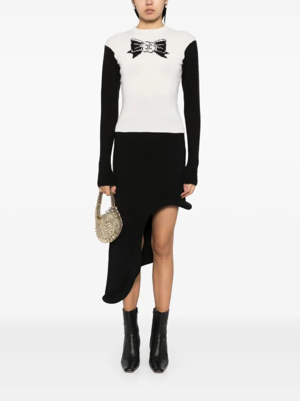 CHANEL ニット CHANEL Pre-Owned 1995 リボン ニットトップ | ホワイト | FARFETCH JP