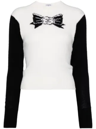 CHANEL Pre-Owned 1995 リボン ニットトップ | ホワイト | FARFETCH JP