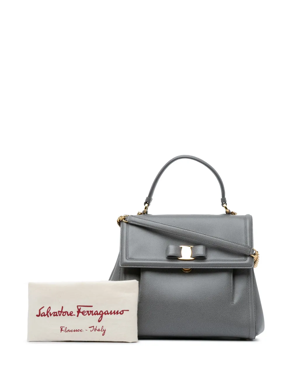 Ferragamo Pre Owned 2020 2024 Carrie Vara Satchel Tasche Mit Klappe Grau FARFETCH DE