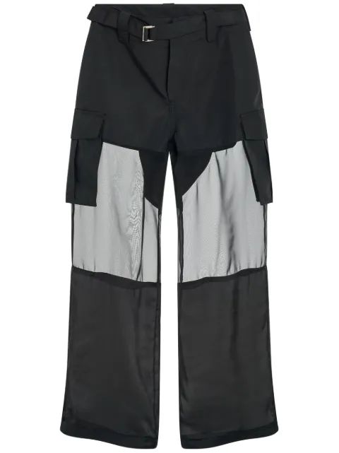 sacai transparent-detail cargo straight trousers