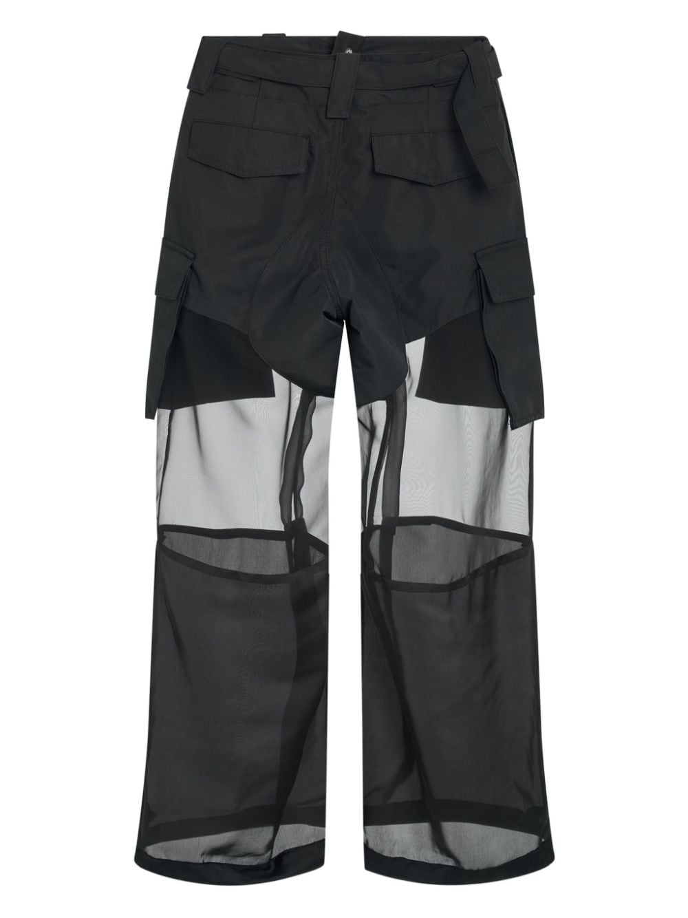 Sacai transparent-detail cargo straight trousers - Zwart