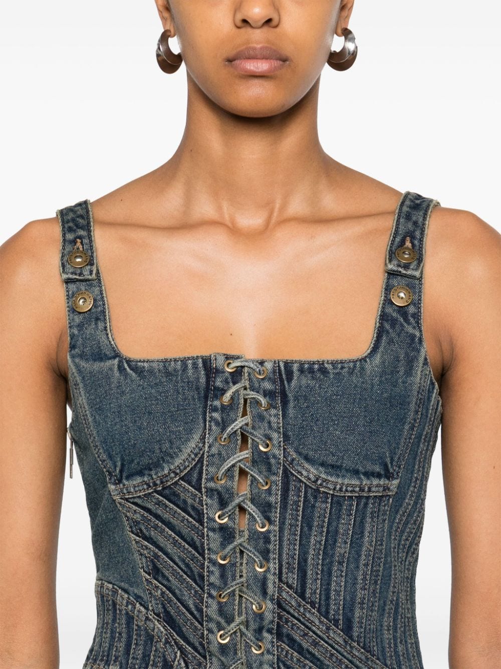 Shop Feng Chen Wang Deconstructed Corset Top In Blue