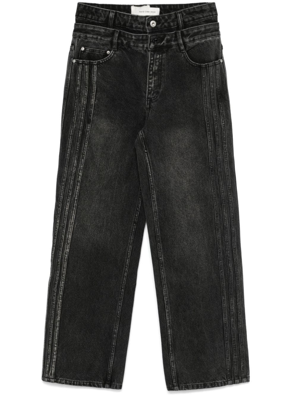 Shop Feng Chen Wang Double-waistband Jeans In 黑色