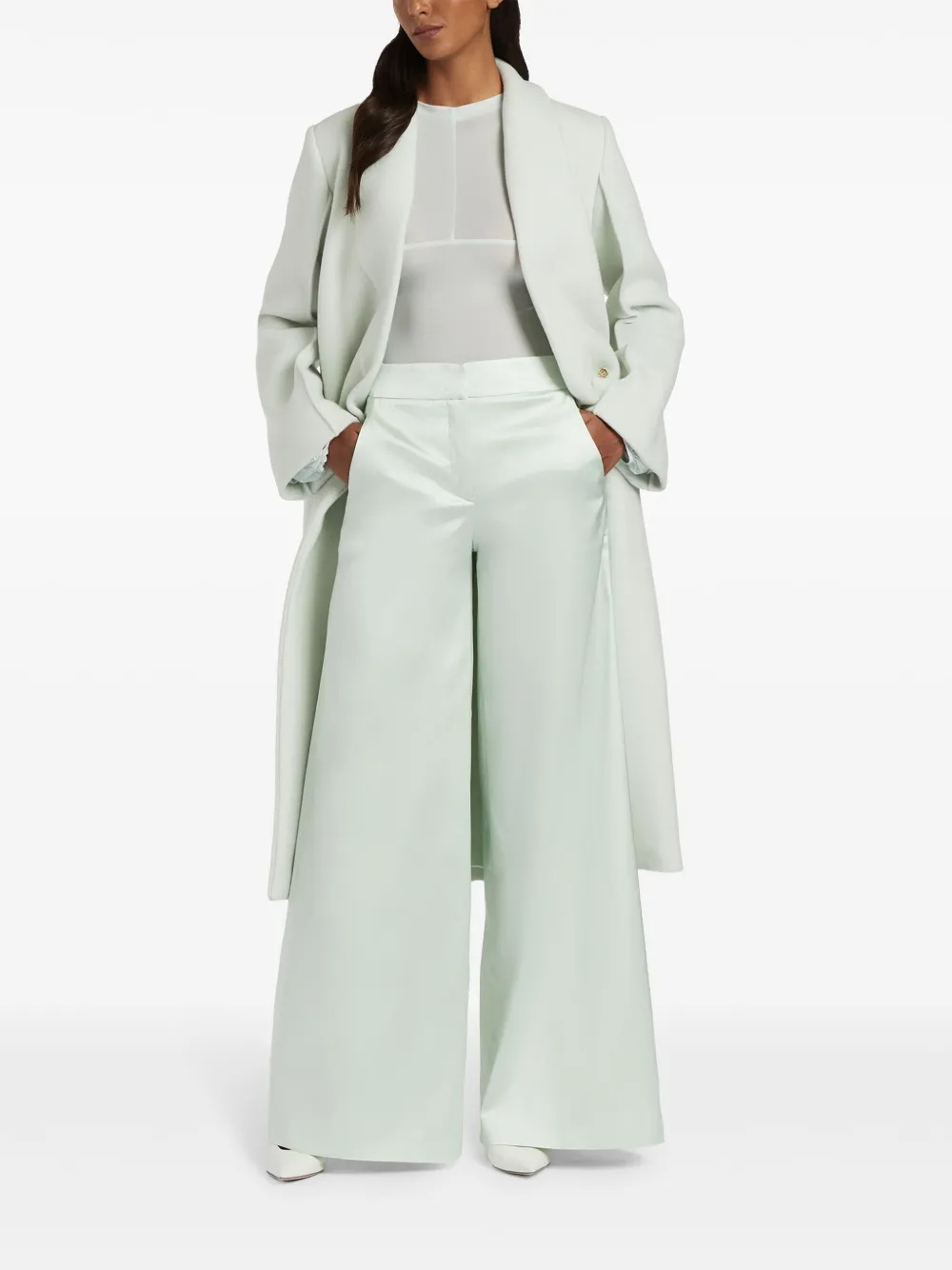 Genny flared wide-leg trousers - Groen