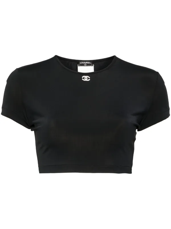 CHANEL 1995SS クロップドトップス 半袖 黒 CHANEL Pre-Owned 1995 クロップド Tシャツ | ブラック