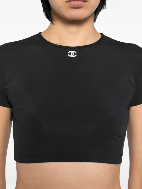 CHANEL 1995SS クロップドトップス 半袖 黒 CHANEL Pre-Owned 1995s Cropped T-shirt | Black | FARFETCH