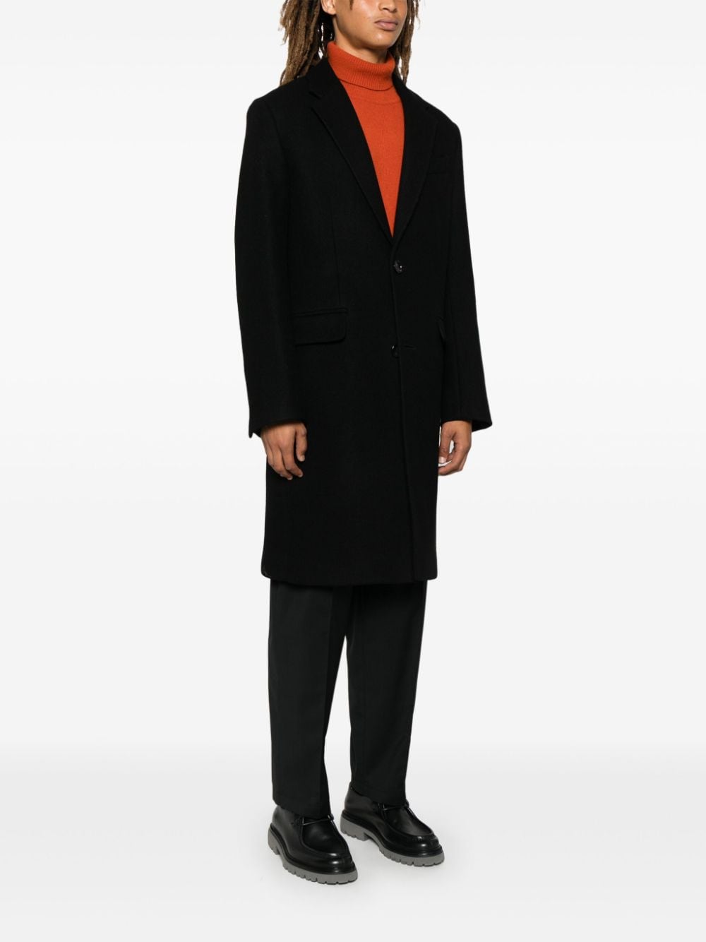 Shop Ami Alexandre Mattiussi Single-breasted Coat In Black