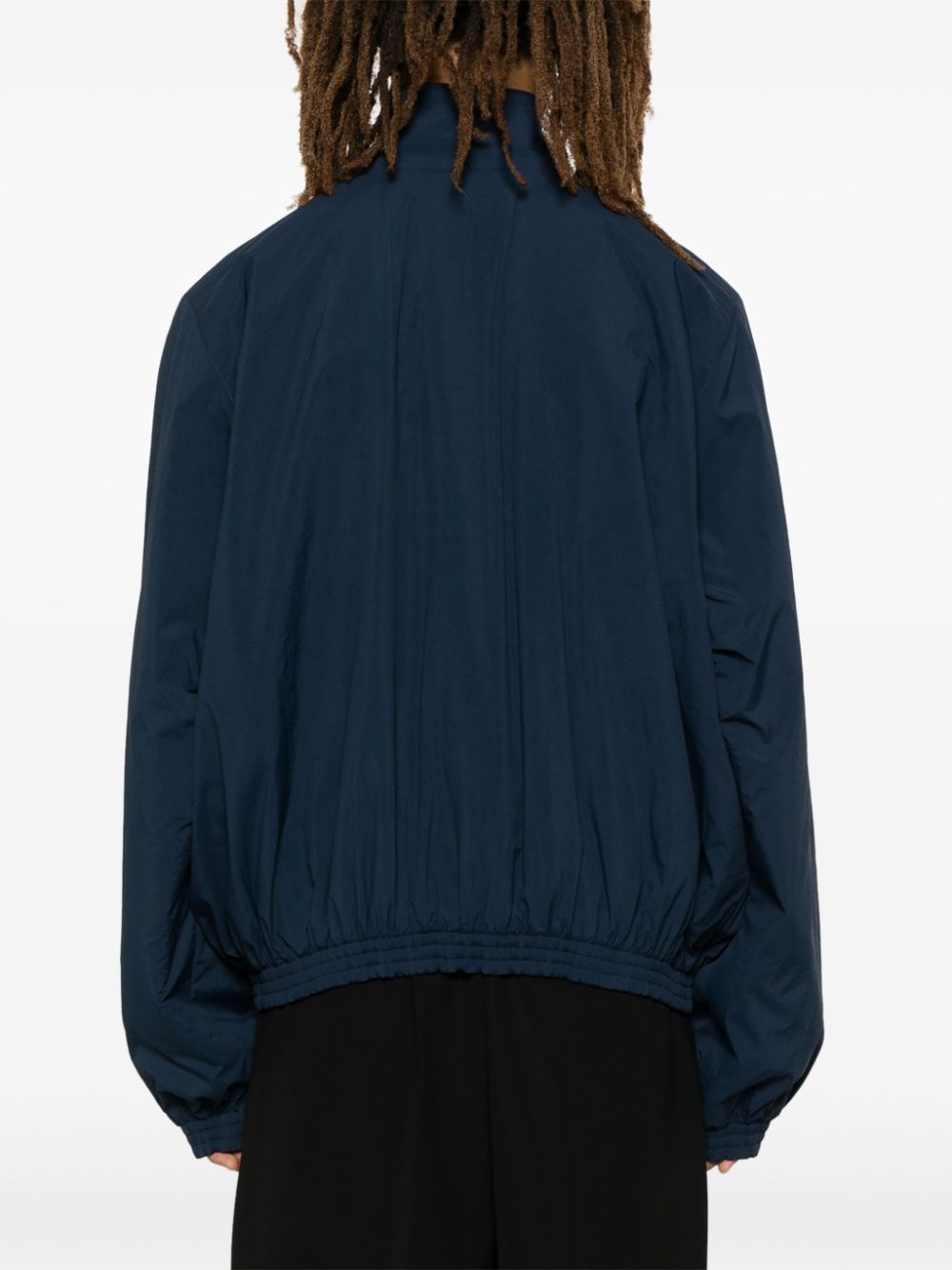 Shop Balenciaga Crinkled Track Jacket In Blue