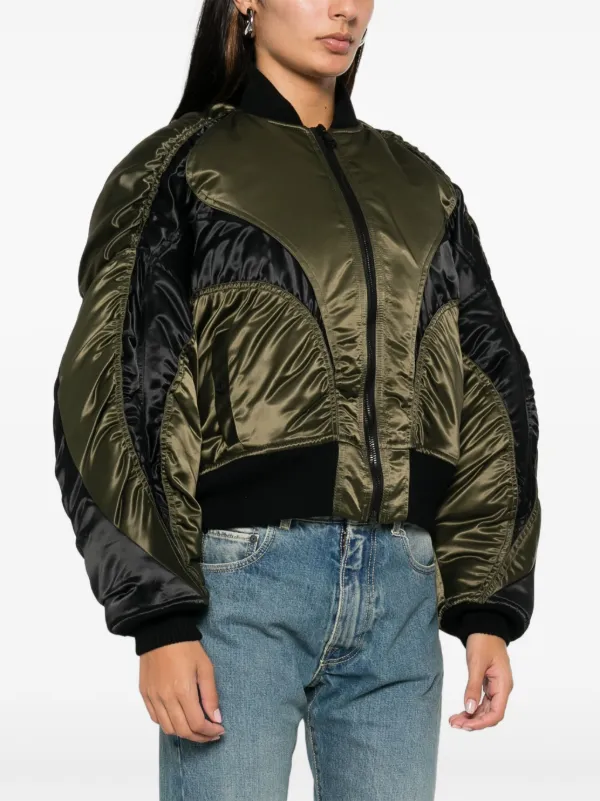 Mugler Satin Bomber Jacket | Green | FARFETCH JO
