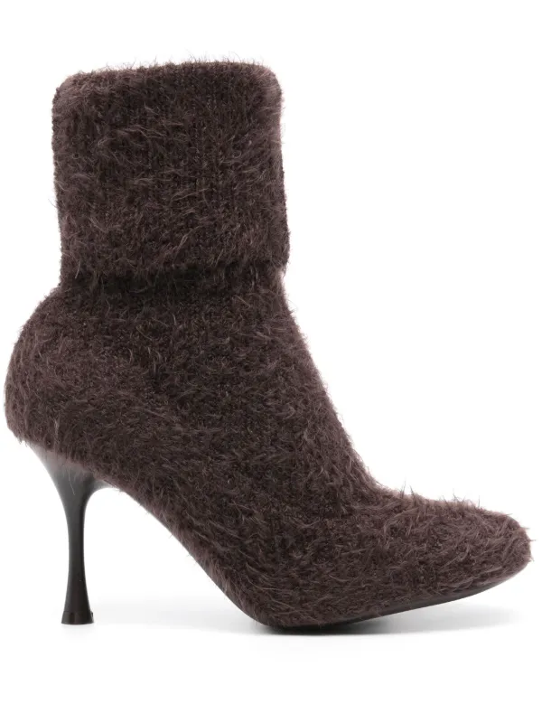Gianvito Rossi 85mm Knitted Ankle Boots in Brown