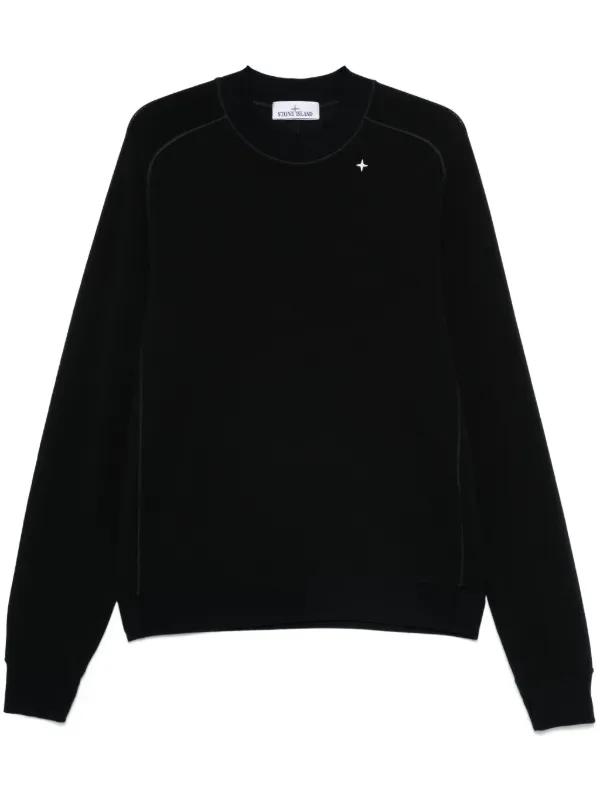 Stone Island Sweatshirt Med Broderet Logo Sort FARFETCH DK