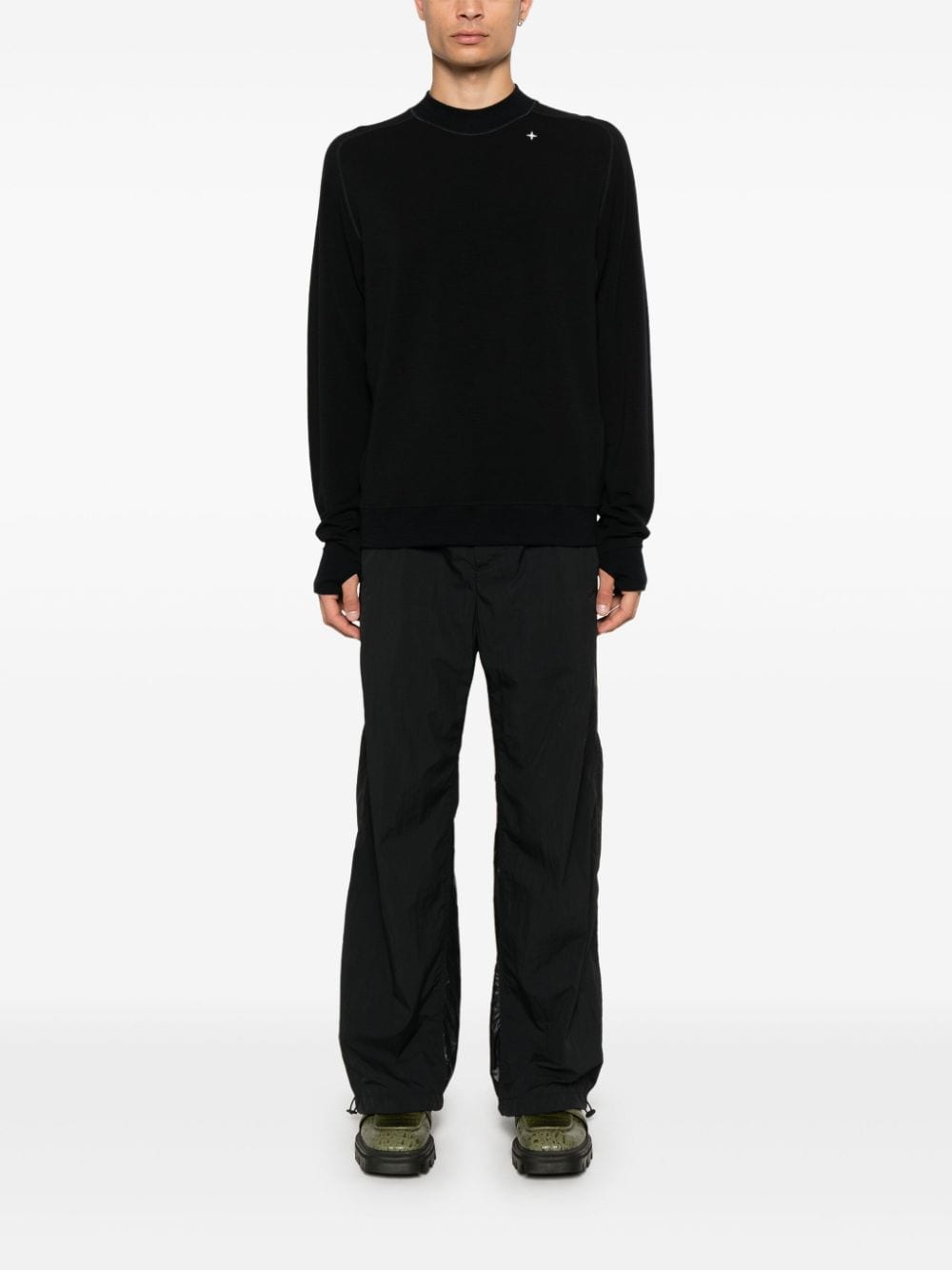 Stone Island logo-embroidery sweatshirt - Zwart