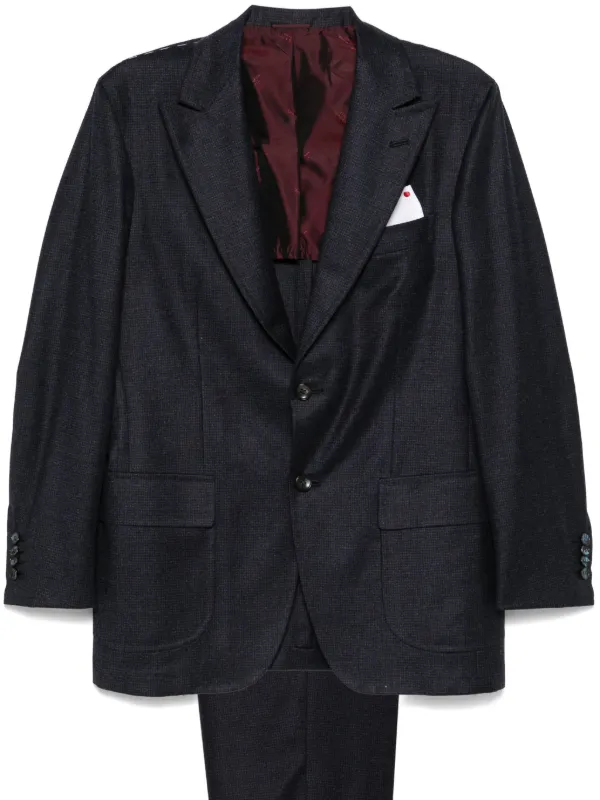 Kiton チェッカースーツ | ブルー | FARFETCH JP