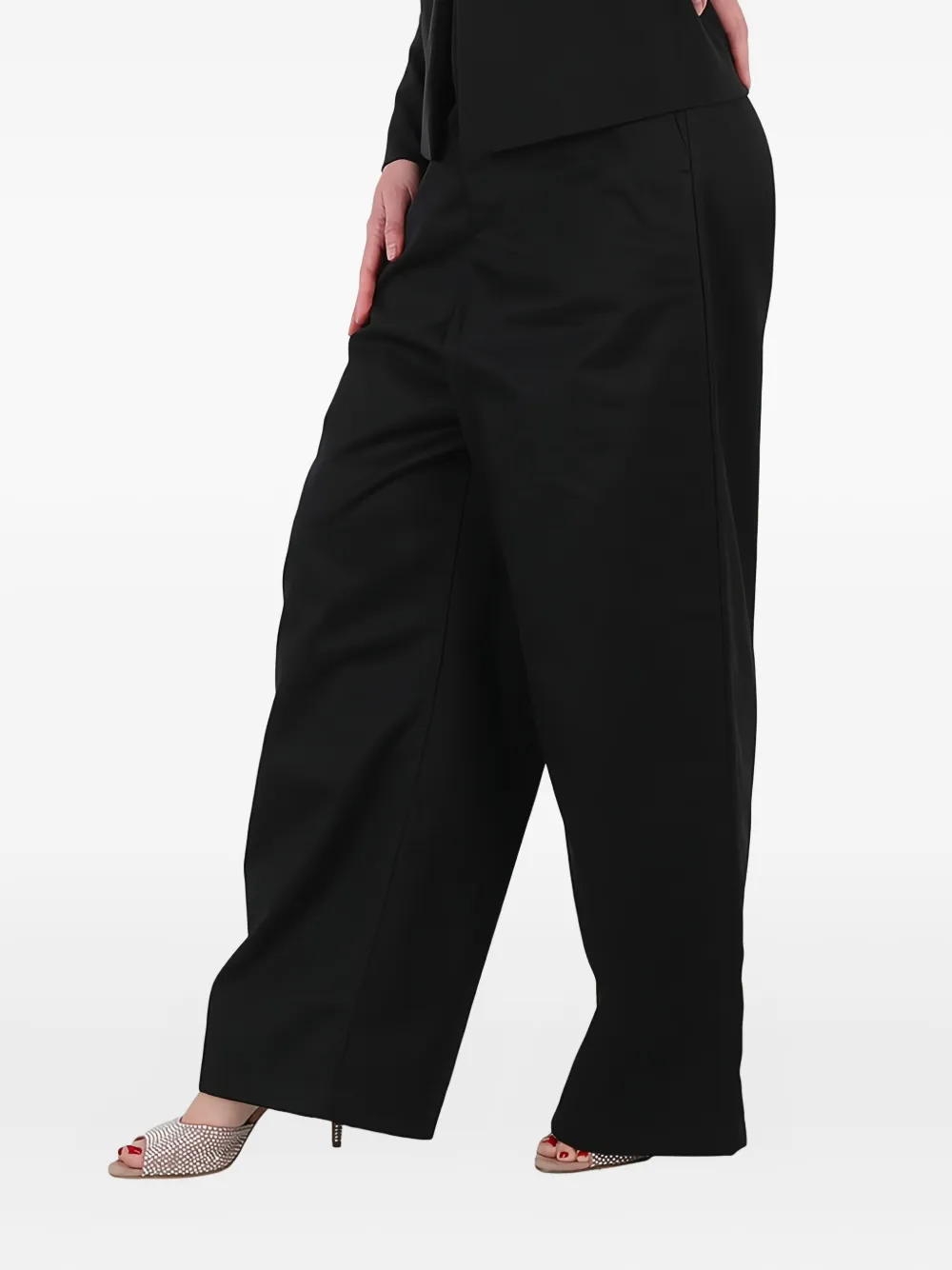 Balenciaga Broek met verlaagd kruis en wijde pijpen Zwart