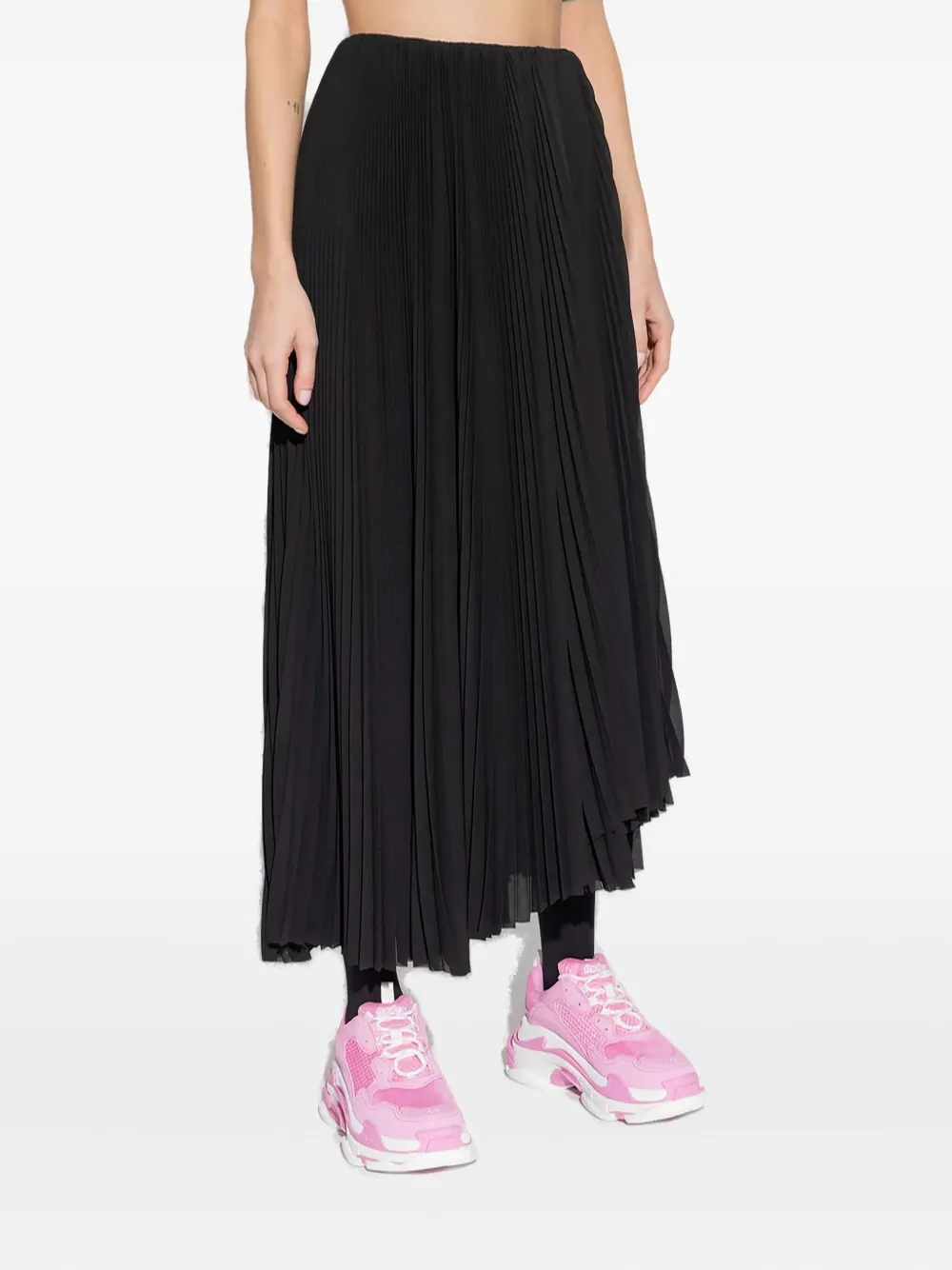Balenciaga pleated asymmetric-hem midi skirt - Zwart